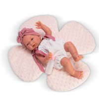 Asi Кукла-бебе Мария с бял гащеризон и розова възглавница цвете Asi Кукла-бебе Мария с бял гащеризон и розова възглавница цвете
