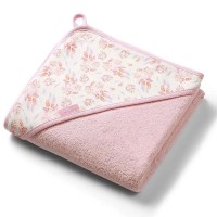 Babyono Бебешка хавлия за баня с качулка 100x100 см, розова
