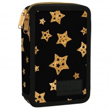 Back Up 2-layer Pencil Case with supplies, DW 40 Golden Stars