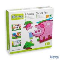 Andreu Toys 4 Puzzles - Diorama Farm