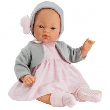 Asi Koke baby doll 36 cm with a pink dress and a grey vest