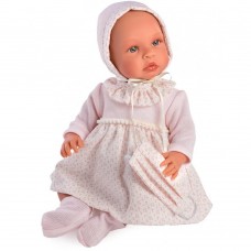 Asi Leo baby doll 46 cm with pink dress and mask