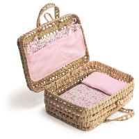 Asi Baby Doll Carrycot in wicker suitcase