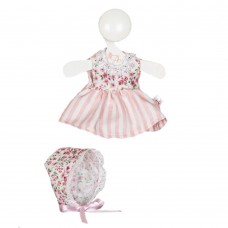 Asi Outfit for Así doll 21 cm - Pink striped dress with flower chest