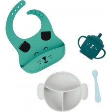 Babymoov Комплект от силикон Learn ISY - лигавник, купичка с вакуум, чаша със сламка и лъжичка, куче