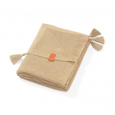 BabyOno Bamboo knitted blanket with tassels, beige