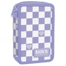 Back Up 2-layer Pencil Case with supplies 6 DW 29 Purple Chess