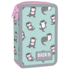 Back Up 2-layer Pencil Case with supplies DW 12 Otters Inlove