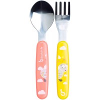 Badabulle Spoon and fork inox pink