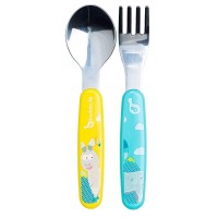 Badabulle Spoon and fork inox blue