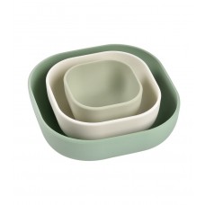 Beaba Silicone 3 pieces Nesting bowl set, sage green