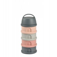 Beaba Formula milk container 4 compartments, mineral grey - pink