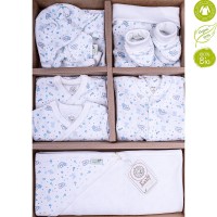 Bio Baby Newborn Baby Set 9 pieces 100% organic cotton, blue bunnies