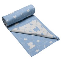 Bio Baby Double sided baby blanket 100% organic cotton, blue
