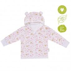 Bio Baby Hooded baby jacket organic cotton, pink hearts