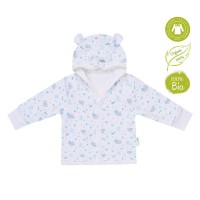 Bio Baby Hooded baby jacket organic cotton, blue bunnies 