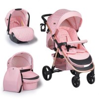 Cangaroo Комбинирана бебешка количка Noble 3 в 1, розова