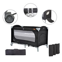 Cangaroo Детска кошара на две нива Skyglow, черен 