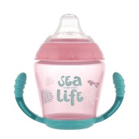 Canpol Неразливаща се чаша с мек накрайник и капаче Sea Life, розова