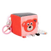 Canpol babies Soft Sensory Cube Bear, coral Canpol babies Soft Sensory Cube Bear, coral