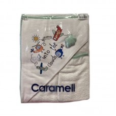 Caramell baby Baby Bath Towel, white - green