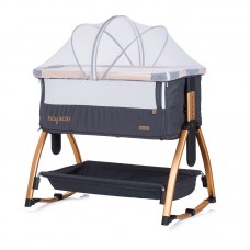 Chipolino Co-sleeping crib with drop side Baby Boss, raven