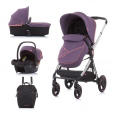 Chipolino Бебешка количка Елит 3 в 1 до 22 кг, люляк