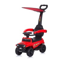 Chipolino Детска музикална кола за яздене с дръжка и сенник Сафари, червена Chipolino Детска музикална кола за яздене с дръжка и сенник Сафари, червена