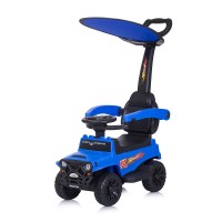 Chipolino Детска музикална кола за яздене с дръжка и сенник Сафари, синя Chipolino Детска музикална кола за яздене с дръжка и сенник Сафари, синя