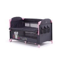 Chipolino Foldable travel cot with drop side Merida, peony pink