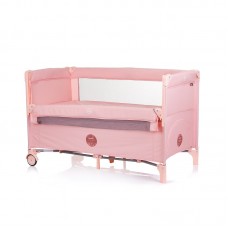 Chipolino Бебешка сгъваема кошара с падаща страница Релакс, фламинго лен