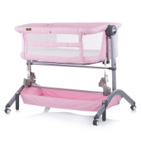 Chipolino Co-sleeping crib with drop side Amore Mio, peony pink