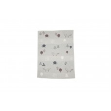 David Fussenegger Lena Cot Blanket, Organic Cotton Forest animals, Grey