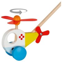 Goki Дървена играчка за бутане Хеликоптер
