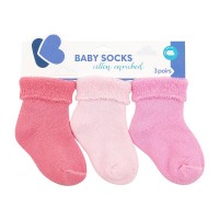 Kikka Boo Бебешки памучни термо чорапи 3 броя 0-6м, розови