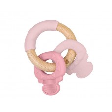 Kikka Boo Дървена играчка - чесалка Ключове, розова