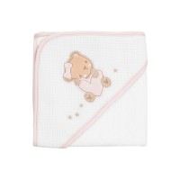 Kikka Boo Бебешка хавлия за баня с качулка 90/90 см Dream Big, розова Kikka Boo Бебешка хавлия за баня с качулка 90/90 см Dream Big, розова