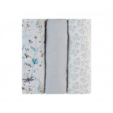 Kikka Boo Комплект 3 броя муселинови пелени 100х100 см Dreamy Fields, grey