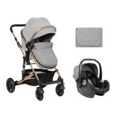 Kikka Boo Бебешка комбинирана количка Amaia 3 в 1 с трансформираща седалка, light grey