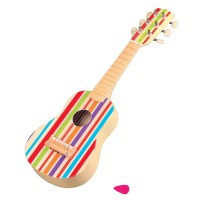 Lelin Toys Дървена китара с цветни ленти