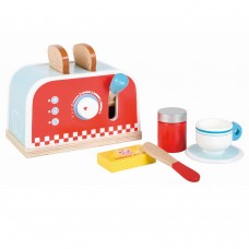 Lelin Toys Дървен детски тостер с комплект за закуска