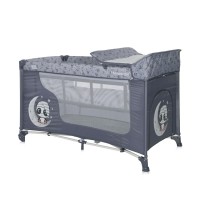 Lorelli Moonlight 2 Layers Baby Travel Cot, Grey Panda Lorelli Moonlight 2 Layers Baby Travel Cot, Grey Panda