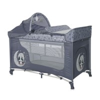 Lorelli Бебешка кошара Moonlight Plus на 2 нива, сива Панда