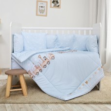Lorelli Детски спален комплект от 5 части, Влакче синьо
