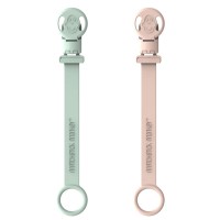 Matchstick Monkey Double soother clips, mint green and dusty pink