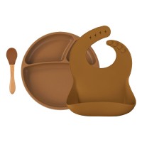 Minikoioi Силиконов комплект за хранене Set II, woody brown