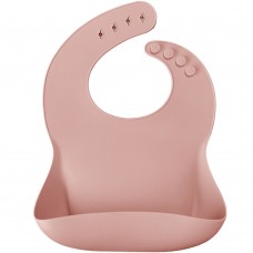 Minikoioi Силиконов лигавник с джоб Basics Bib, pinky pink