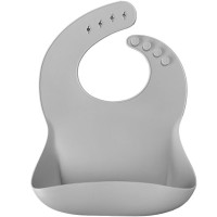 Minikoioi Силиконов лигавник с джоб Basics Bib, powder grey