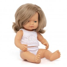 Miniland Baby Doll 38 cm Girl with dark blonde hair