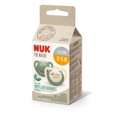 NUK for Nature Биберон залъгалка силикон 0-6 мес. 2 броя, зелена